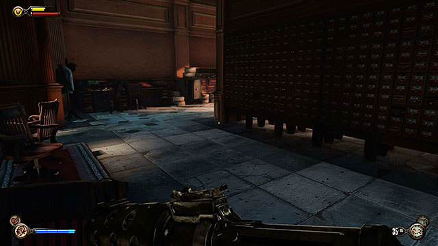 The room to your left on the other hand contains a safe with a lot of coins found around it - Find a gondola to Monument Island - Chapter 5 - Monument Island Gateway - BioShock: Infinite - Game Guide and Walkthrough