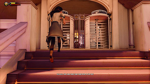 Head towards the door leading to the souvernirs shop - Take Elizabeth to the First Lady airship - Chapter 7 - Battleship Bay - BioShock: Infinite - Game Guide and Walkthrough