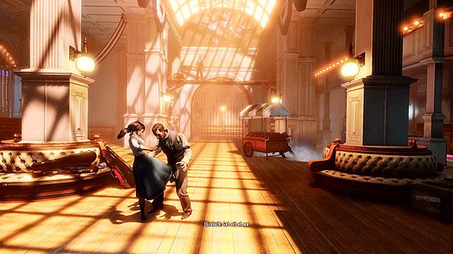 It doesnt really matter how youve reacted towards the usher, because youll soon find out that youve been ambushed and that people gathered in this hall want to capture the girl - Choice: Usher - Chapter 7 - Battleship Bay - BioShock: Infinite - Game Guide and Walkthrough