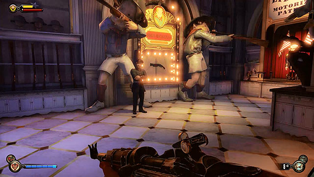 Once youve left the book shop turn right and use the promenade to get to the Toy Soldiers store located next to the carousel - Take Elizabeth to the First Lady airship - Chapter 8 - Soldiers Field - BioShock: Infinite - Game Guide and Walkthrough