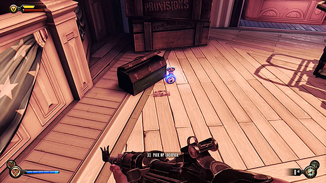 Theres a tool box near the elevator and you can find a new lockpick next to it - Find Shock Jockey at the Hall of Heroes - Chapter 8 - Soldiers Field - BioShock: Infinite - Game Guide and Walkthrough