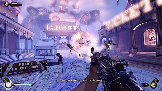 Once youre back outside youll have to take part in a battle with a large group of policemen - Find Shock Jockey at the Hall of Heroes - Chapter 8 - Soldiers Field - BioShock: Infinite - Game Guide and Walkthrough