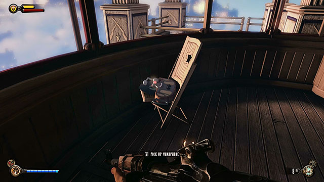 Once youve reached your destination use the stairs to descend to a lower platform and explore a nearby gondola - Find Shock Jockey at the Hall of Heroes - Chapter 8 - Soldiers Field - BioShock: Infinite - Game Guide and Walkthrough