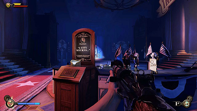 Theres a Vantage Point #21 in the middle of this room - Find Slate past the First Ladys memorial - Chapter 10 - Inside the Hall of Heroes - BioShock: Infinite - Game Guide and Walkthrough