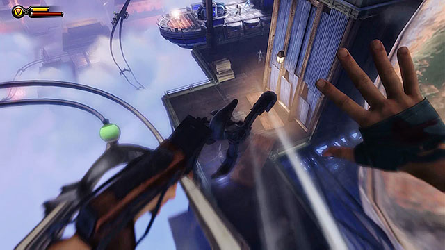 Proceed towards the gondola and attach yourself to the sky-line - Return to Soldiers Field and power up the gondola - Chapter 12 - Return to Hall of Heroes - BioShock: Infinite - Game Guide and Walkthrough