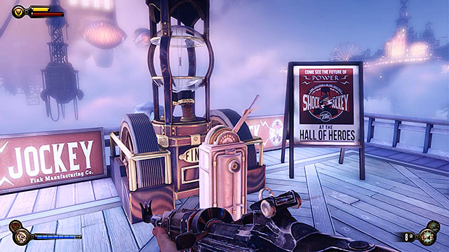 Use the Shock Jockey vigor on an electrical node in order to power up a control panel - Return to Soldiers Field and power up the gondola - Chapter 12 - Return to Hall of Heroes - BioShock: Infinite - Game Guide and Walkthrough