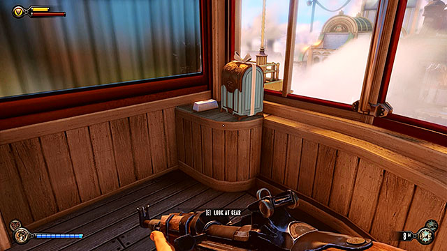 Theres a gondola nearby and it has a locked cabin - Find a way into Finkton - Chapter 16 - Worker Induction Center / Finkton Proper - BioShock: Infinite - Game Guide and Walkthrough