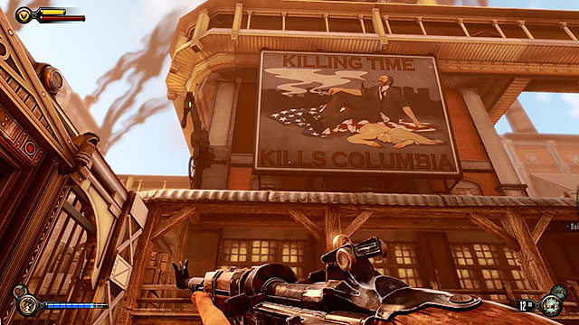 Use the sky-hook to get to a small roof located opposite The Good Time Club - Find the gunsmith Chen Lin - Chapter 17 - Plaza of Zeal - BioShock: Infinite - Game Guide and Walkthrough