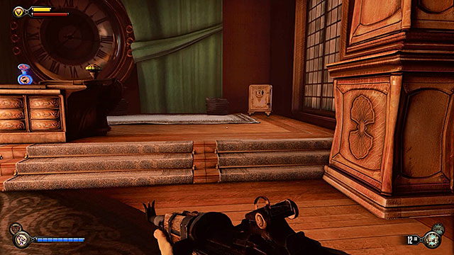 There is a safe near a large clock behind the desk and it can be opened by using 3 lockpicks - Go to The Good Time Club and rescue Chen Lin - Chapter 18 - The Good Time Club - BioShock: Infinite - Game Guide and Walkthrough
