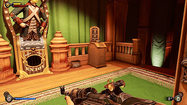 One of the things that will change in this version of Columbia will be a kinetoscope located near the exit from the club - Return to the gunsmiths shop - Chapter 18 - The Good Time Club - BioShock: Infinite - Game Guide and Walkthrough