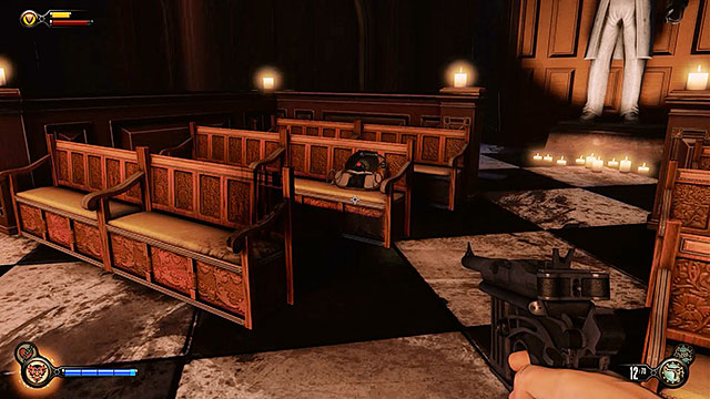 The Fraternal Order of the Raven - on the chapels bench where the Crow was doing a sermon - Chapter 4 - Voxophones - BioShock: Infinite - Game Guide and Walkthrough