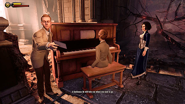 Once youve landed at the Emporia assist Elizabeth in opening a floodgate for the airship and also listen to what the Lutece siblings have to say - Go to Comstock house - Chapter 28 - Emporia - BioShock: Infinite - Game Guide and Walkthrough
