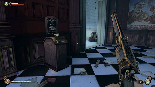 Locate a Vantage point #32 - Kinetoscope between the two toilets - Go to Comstock house - Chapter 29 - Port Prosperity - BioShock: Infinite - Game Guide and Walkthrough