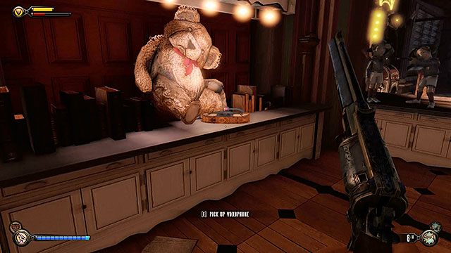 Theres a stuffed bear near the exit and youll find Voxophone #55 in front of it - Go to Comstock house - Chapter 29 - Port Prosperity - BioShock: Infinite - Game Guide and Walkthrough