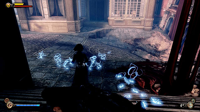 Your new objective is to follow Lady Comstocks spectral trails that will appear on the ground - Find the three tears - Chapter 31 - Memorial Gardens - BioShock: Infinite - Game Guide and Walkthrough