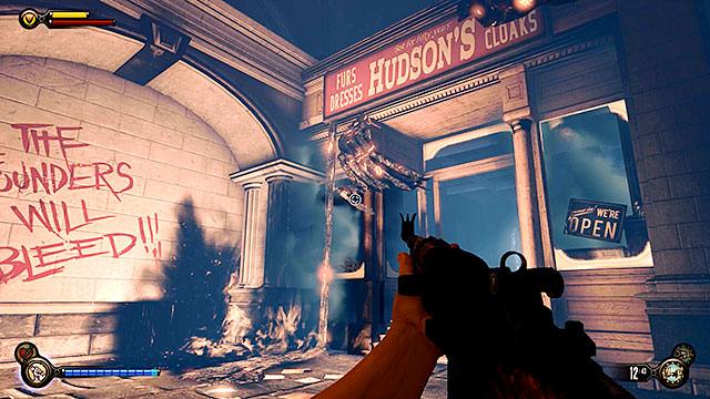 This side quest can be started by visiting Hudsons clothing store (or rather whats left it) - Side mission: Find the Vox code - Chapter 31 - Memorial Gardens - BioShock: Infinite - Game Guide and Walkthrough