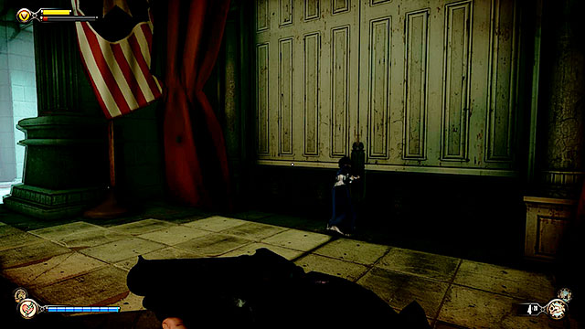 Go back to the first floor of the operating block and ask Elizabeth to break the lock on a door located between the corridors leading to turned off generators (the lock requires 3 lockpicks) - Go outside and find Comstocks flagship - Chapter 35 - Operating Theatre - BioShock: Infinite - Game Guide and Walkthrough