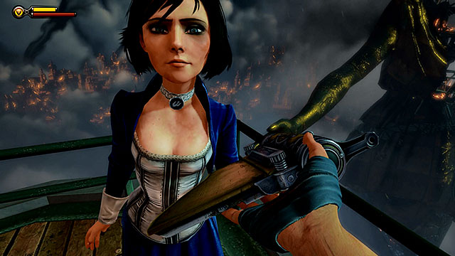 Join Elizabeth (she can be found close to the zeppelins beak) and take the whistle from her to end this chapter and to proceed to the ending - Order Songbird to destroy the Siphon - Chapter 39 - Command Deck - BioShock: Infinite - Game Guide and Walkthrough