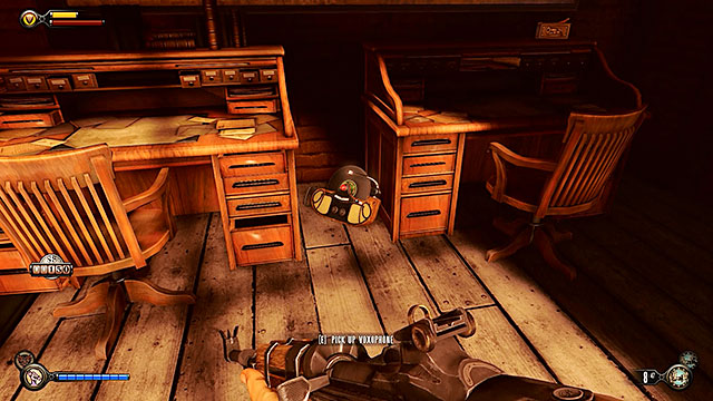 Finkton Docks - between the desks in the shipping center - Chapters 13-16 - Voxophones - BioShock: Infinite - Game Guide and Walkthrough
