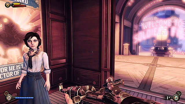 Use the elevator travelling between the pavilion and the promenade and then go to the Toy Soldiers store located near a carousel - Introduction - Gear - BioShock: Infinite - Game Guide and Walkthrough