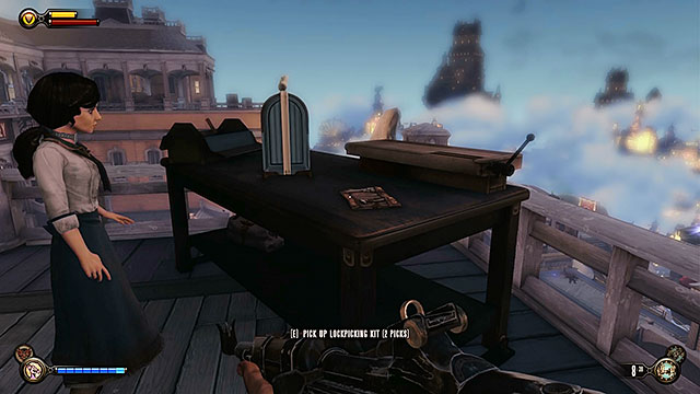 Hall of Heroes Plaza - behind the stairs of the balcony located above the plaza (you can get here only by using the Shock Jockey vigor) - Chapters 9-12 - Gear - BioShock: Infinite - Game Guide and Walkthrough