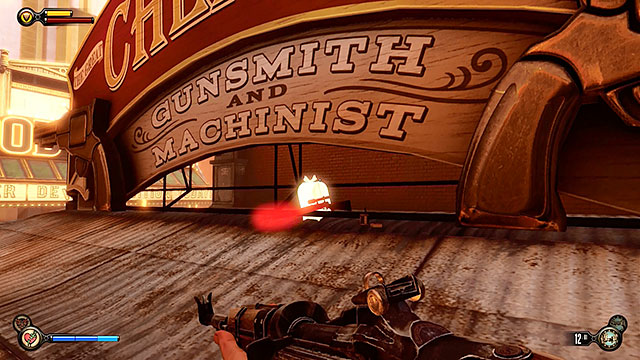 Plaza of Zeal - under the sign of the gunsmiths workshop - Chapters 17-18 - Gear - BioShock: Infinite - Game Guide and Walkthrough