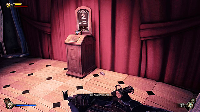 Soldiers Field - next to the kinetoscope at the upper gondola station - Chapter 12 - Lockpicks - BioShock: Infinite - Game Guide and Walkthrough