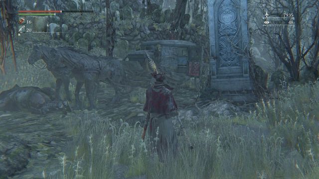 Place from which the carriage rides in Hemwick Charnel. - How to get to the Forsaken Castle Cainhurst? - FAQ - Bloodborne - Game Guide and Walkthrough