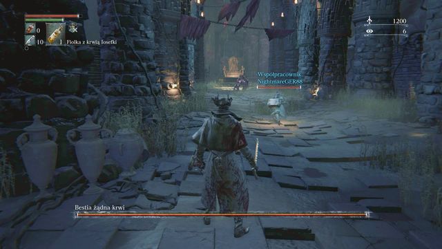 The guest attacks the boss and the host stays slightly behind. - Multiplayer - Bloodborne - Game Guide and Walkthrough