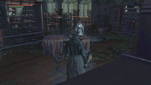 You can avoid some of the attacks by standing behind the table, but you also risk getting stuck when dodging. - Iosefkas Clinic - after defeating Vicar Amelia - Walkthrough - Bloodborne - Game Guide and Walkthrough