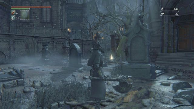The exit from the cave in Forbidden Woods. - Central Yharnam - Walkthrough - Bloodborne - Game Guide and Walkthrough