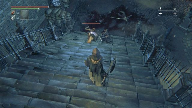 Talk to Eileen and help her fight in the Odeon Tomb. - Cathedral Ward - Walkthrough - Bloodborne - Game Guide and Walkthrough