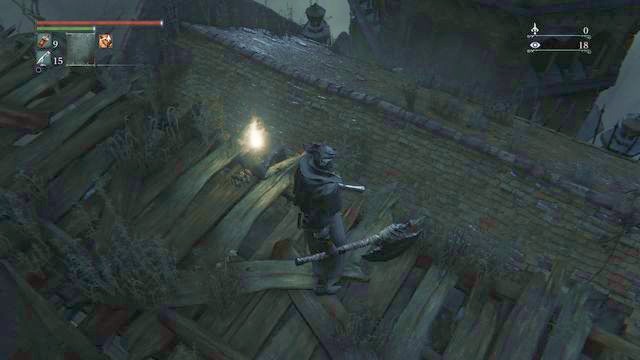 If you want to climb down you should beware of falling to the very bottom of the area. - Old Yharnam - Walkthrough - Bloodborne - Game Guide and Walkthrough