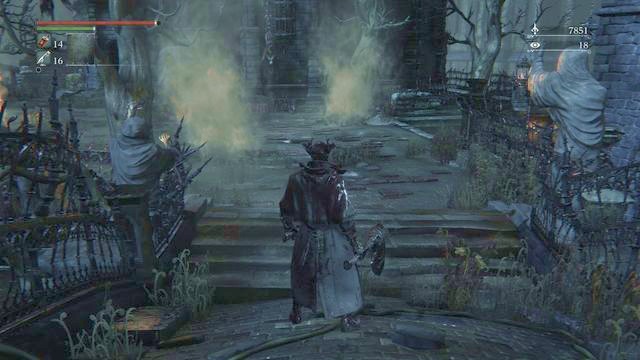 You will be attacked right behind the bridge. - Old Yharnam - Walkthrough - Bloodborne - Game Guide and Walkthrough