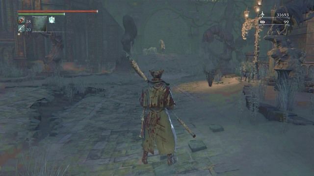 At the end of the road, you encounter lots of vicious dogs, a catcher and find an interesting weapon. - Yahargul, The Unseen Village - Underground Jail - Walkthrough - Bloodborne - Game Guide and Walkthrough