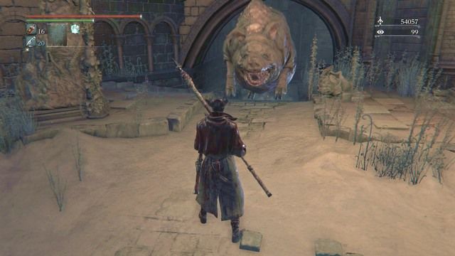 Dodging the charges allows you to attack the pigs behind. - Yahargul, The Unseen Village - Underground Jail - Walkthrough - Bloodborne - Game Guide and Walkthrough
