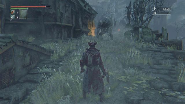 After going across the rooftops, you will reach a place where you will be attacked by a few enemies in a row. - Hemwick Charnel Lane - Walkthrough - Bloodborne - Game Guide and Walkthrough
