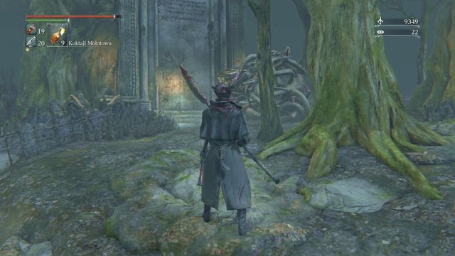 A bit further, where you can turn right, make that turn, towards the enemy that you can see in the screen above - Forbidden Woods - Walkthrough - Bloodborne - Game Guide and Walkthrough