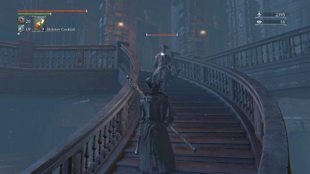 When going down, you can hit the hunter a few times. - Byrgenwerth - Walkthrough - Bloodborne - Game Guide and Walkthrough