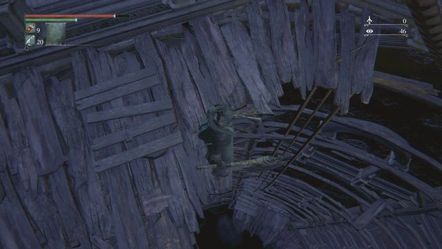 At the bottom of the Church Workshop, when standing on the main beam, you can jump down to the hidden location - Abandoned Old Workshop - Walkthrough - Bloodborne - Game Guide and Walkthrough