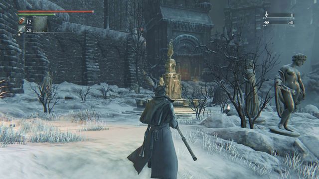 First enemies will attack you behind the fountain - mosquitoes. - Forsaken Castle Cainhurst - Walkthrough - Bloodborne - Game Guide and Walkthrough
