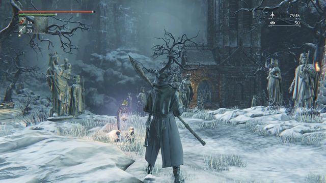 The main court - on the left main road, on the right elevator activated later. - Forsaken Castle Cainhurst - Walkthrough - Bloodborne - Game Guide and Walkthrough