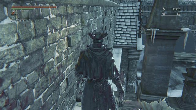 Then you can return to the balcony and go to the left - there, near the wall, you will see a hole in the barrier (screen) - Forsaken Castle Cainhurst - Walkthrough - Bloodborne - Game Guide and Walkthrough