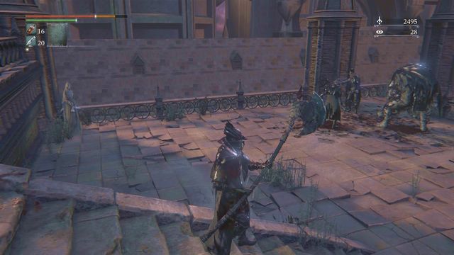 Enemies are in a strong group, but if you move fast you can bypass them. - Yahargul, Unseen Village - Yahargul Chapel - Walkthrough - Bloodborne - Game Guide and Walkthrough