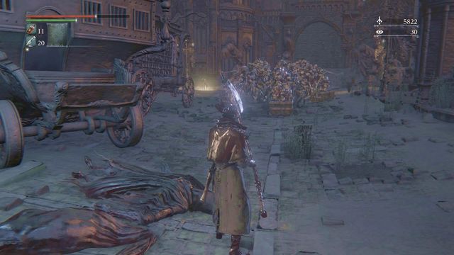 Attack enemies from the back. - Yahargul, Unseen Village - Yahargul Chapel - Walkthrough - Bloodborne - Game Guide and Walkthrough