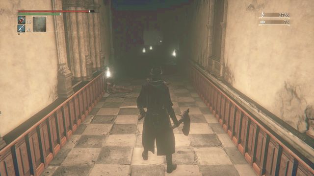Corridor full of treasures. - Upper Cathedral Ward - Walkthrough - Bloodborne - Game Guide and Walkthrough