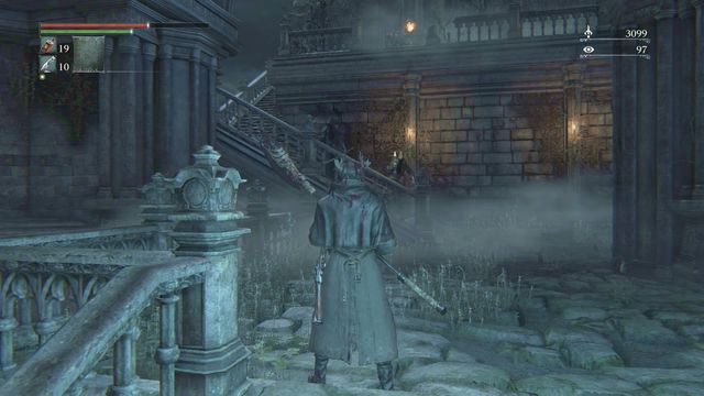 Lure two enemies out of reach of bullets shot by third one. - Nightmare of Mensis - Walkthrough - Bloodborne - Game Guide and Walkthrough
