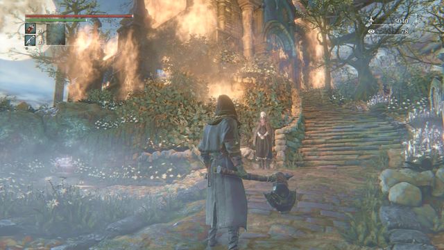 The chapel is on fire, but you still can use the services of Messengers. - Nightmare of Mensis - Walkthrough - Bloodborne - Game Guide and Walkthrough