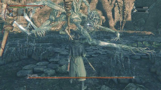 A good time to attack the head is after you dodge, when Amygdala is recovering after her own attack. - Amygdala - Boss Fights - Bloodborne - Game Guide and Walkthrough