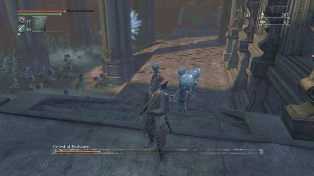 Small enemies can be lured to stairs and then left there by jumping down - they will return around. - Celestial Emissary - Boss Fights - Bloodborne - Game Guide and Walkthrough